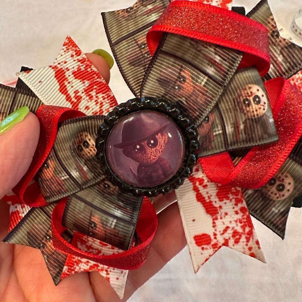 Hair Barrette Hand Crafted Horror Bloody Freddy Jason Barettes
